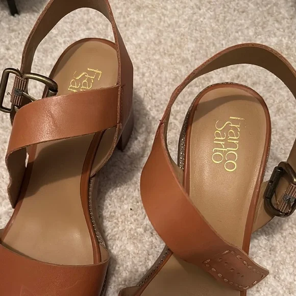 Franco Sarto Leather Block Sandals - Picture 2 of 8